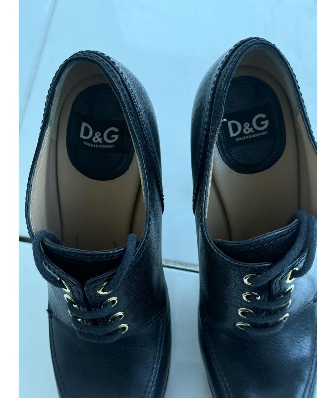 DOLCE&GABBANA Черные кожаные туфли, фото 3