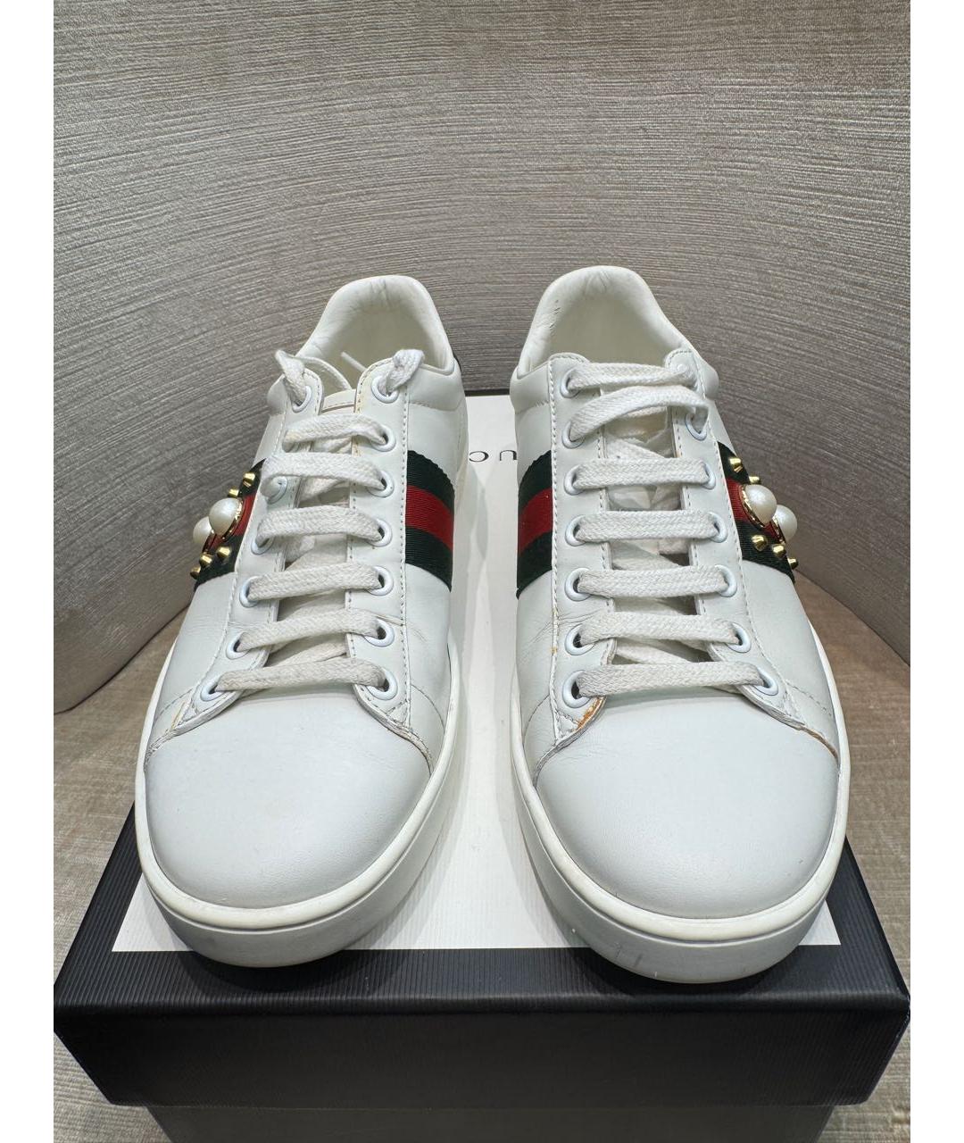 GUCCI Белые кожаные кеды, фото 2