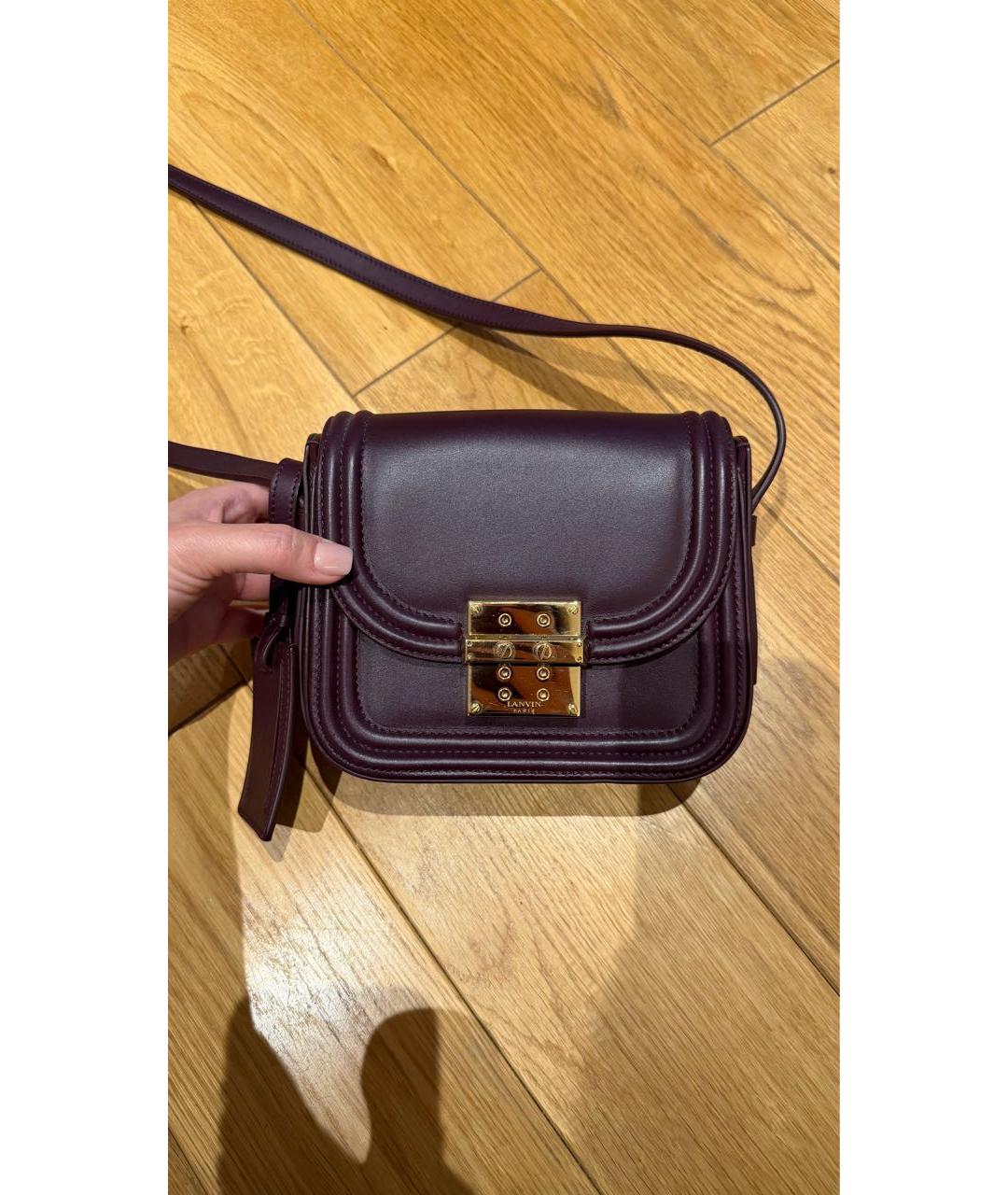 LANVIN Бордовая кожаная сумка через плечо, фото 8