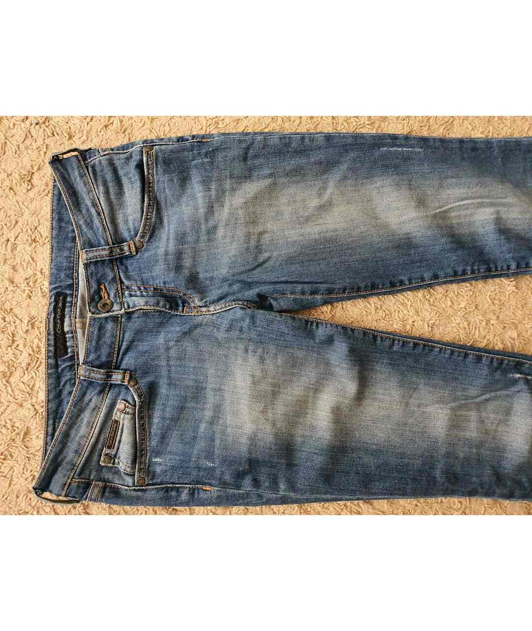 CALVIN KLEIN JEANS Синие хлопко-эластановые прямые джинсы, фото 4