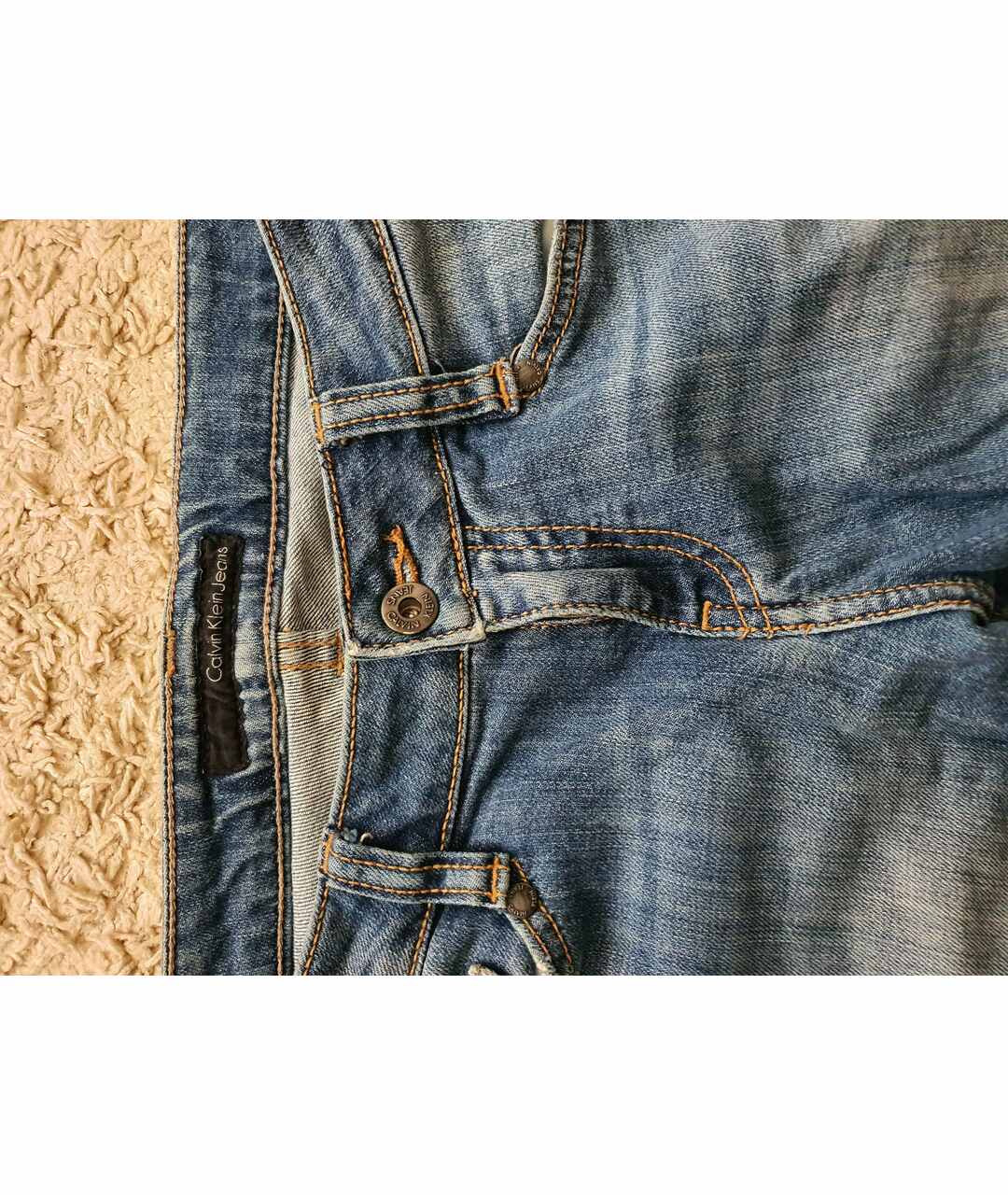 CALVIN KLEIN JEANS Синие хлопко-эластановые прямые джинсы, фото 3