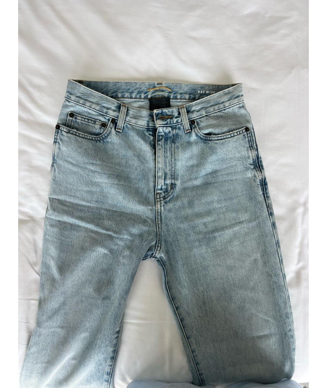 SAINT LAURENT Голубые хлопковые прямые джинсы, фото 2