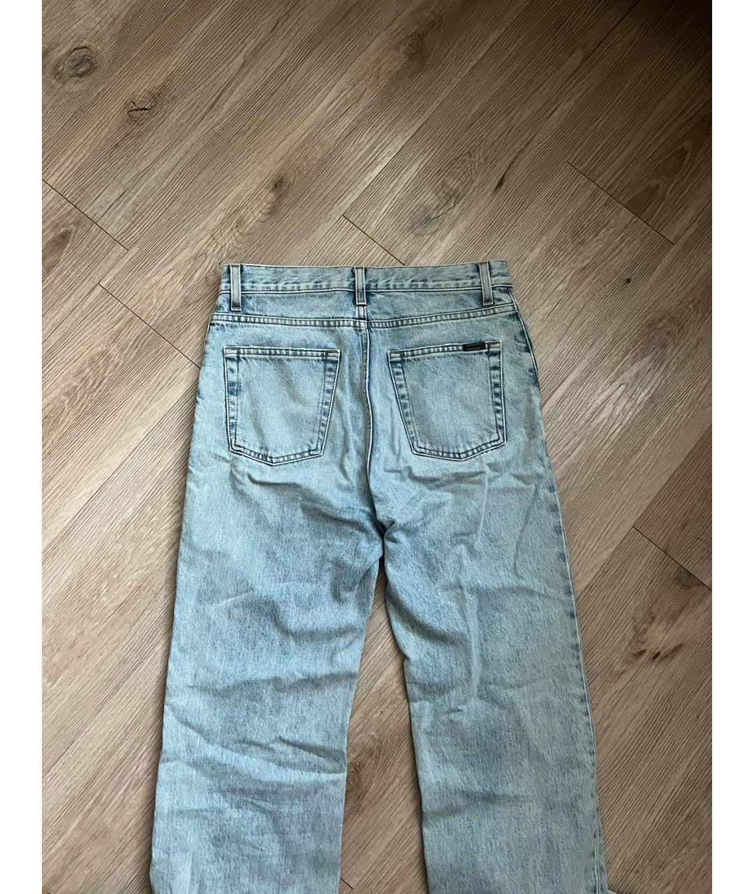 SAINT LAURENT Голубые хлопковые прямые джинсы, фото 3