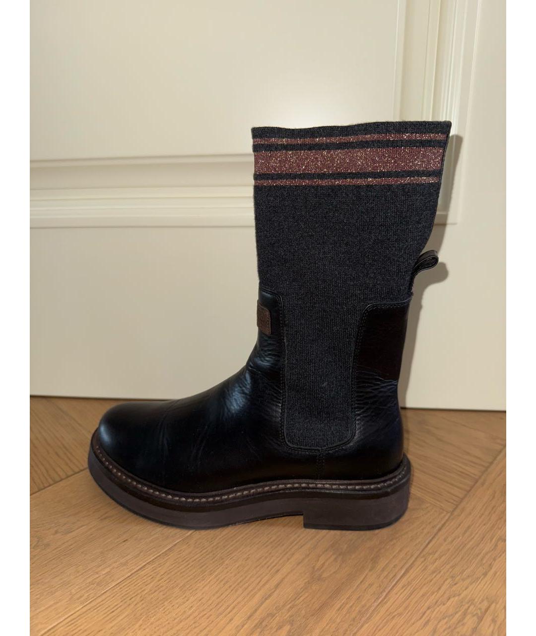 BRUNELLO CUCINELLI Черные кожаные ботинки, фото 6