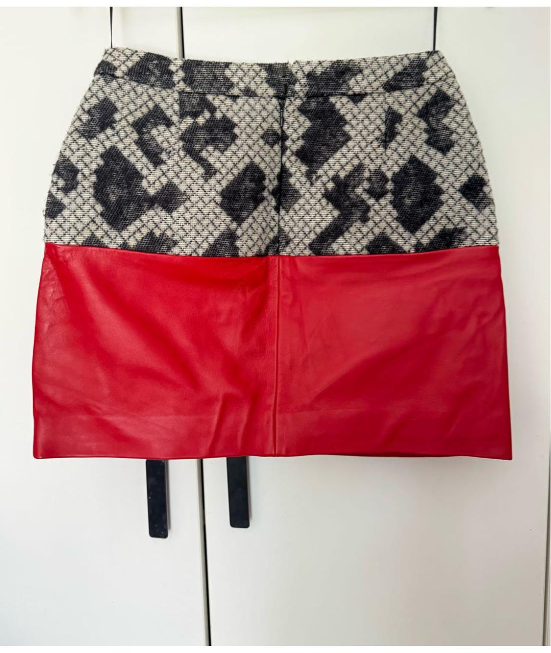 BALENCIAGA Красная кожаная юбка мини, фото 2