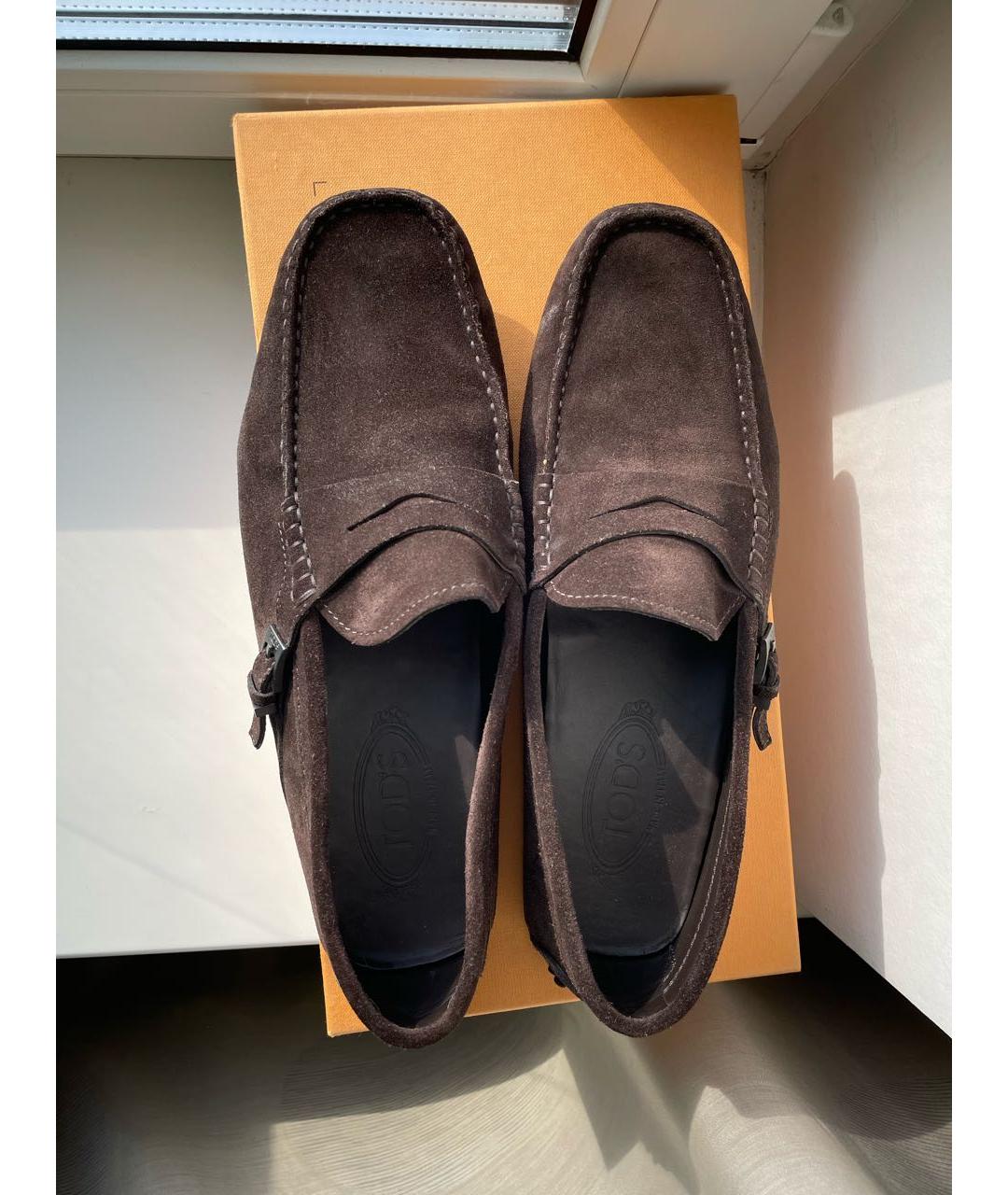 TOD'S Коричневые замшевые мокасины, фото 8