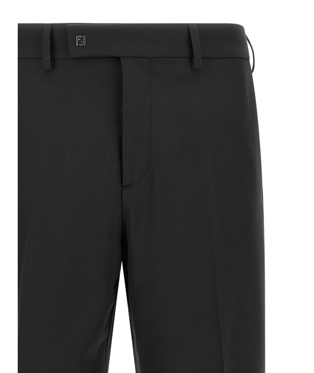 FENDI Черные шерстяные повседневные брюки, фото 3