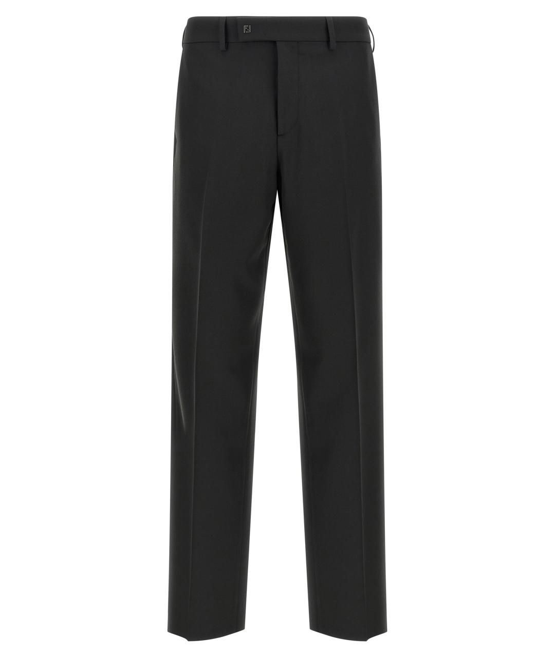 FENDI Черные шерстяные повседневные брюки, фото 1