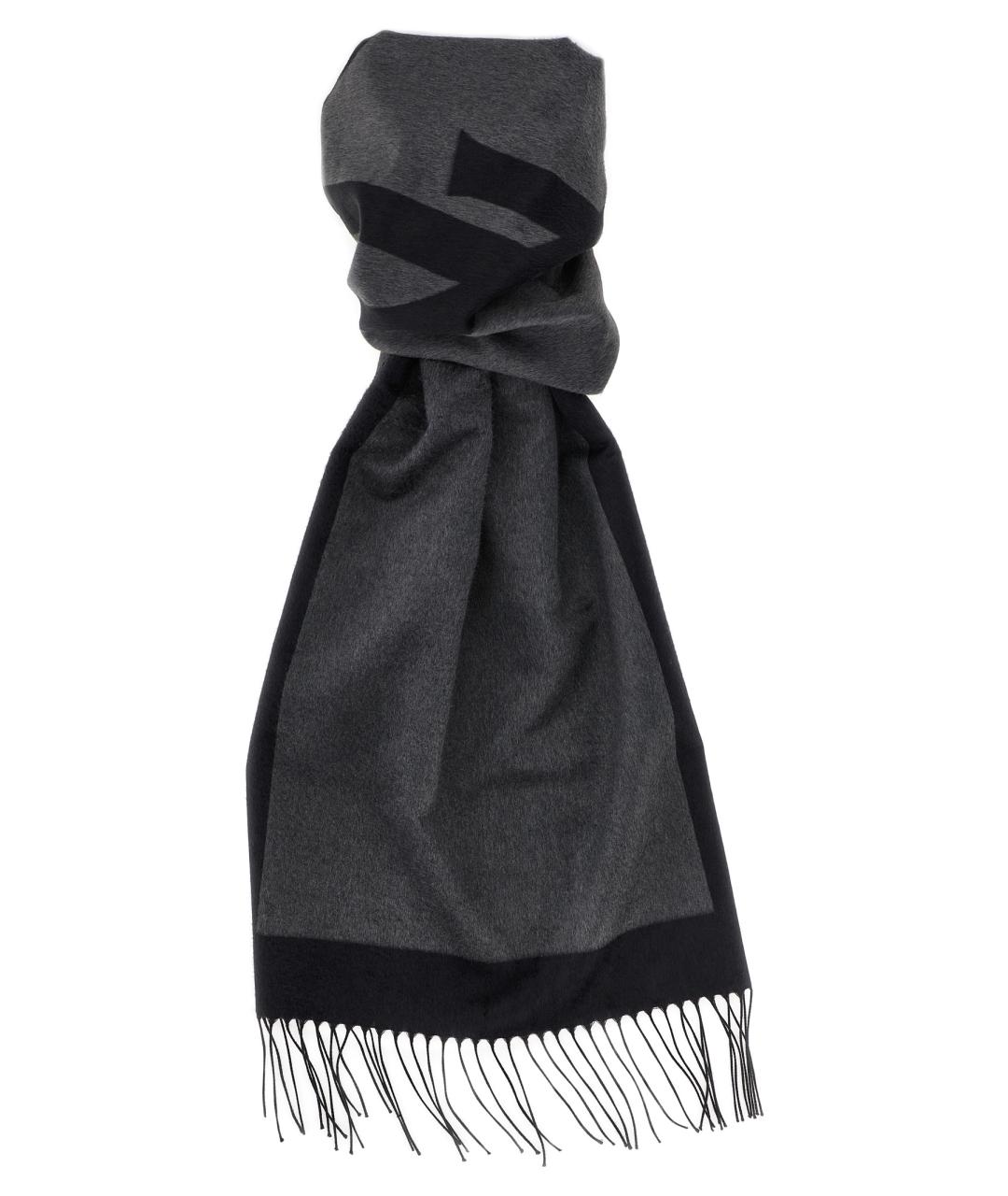 SAINT LAURENT Серый шелковый шарф, фото 1