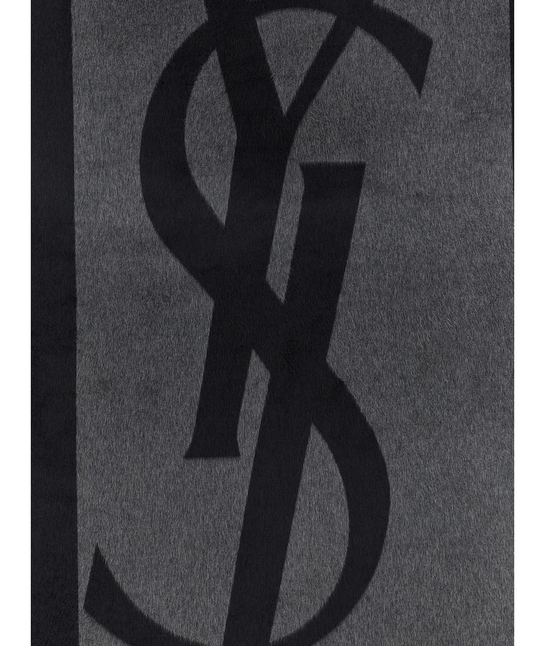 SAINT LAURENT Серый шелковый шарф, фото 3