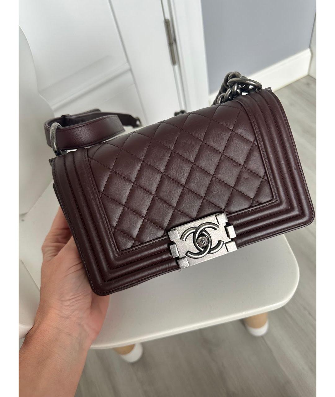 CHANEL Бордовая кожаная сумка через плечо, фото 3