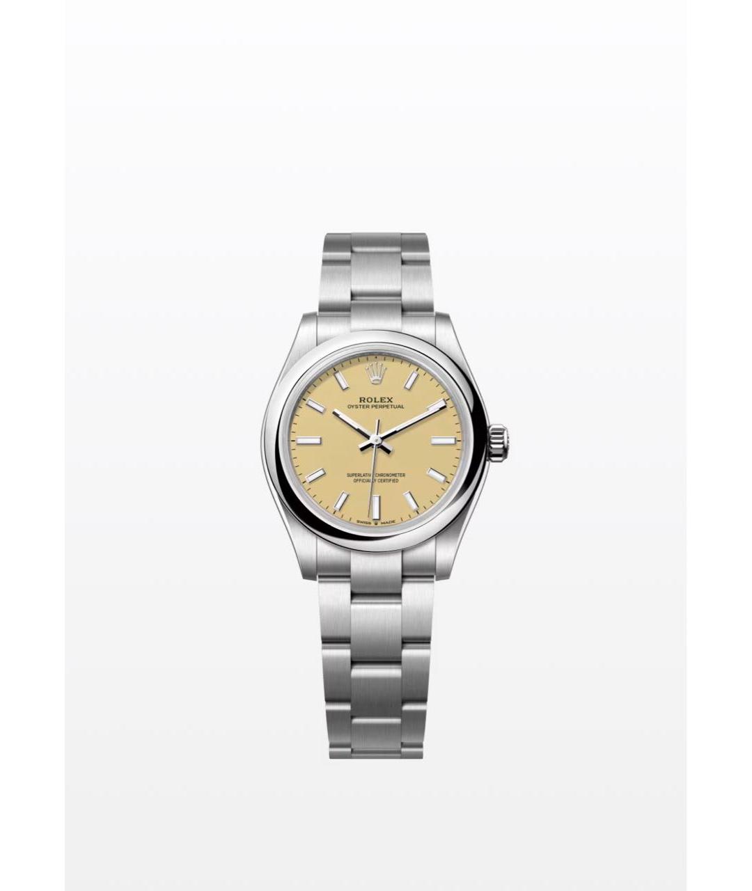 ROLEX Бежевые металлические часы, фото 3