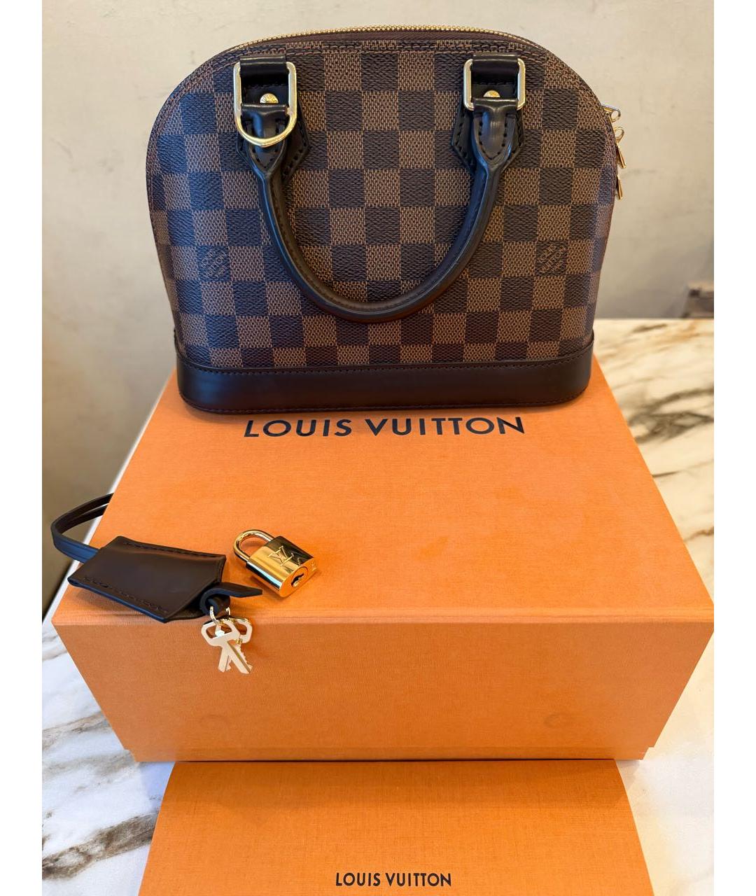LOUIS VUITTON Коричневая кожаная сумка через плечо, фото 4