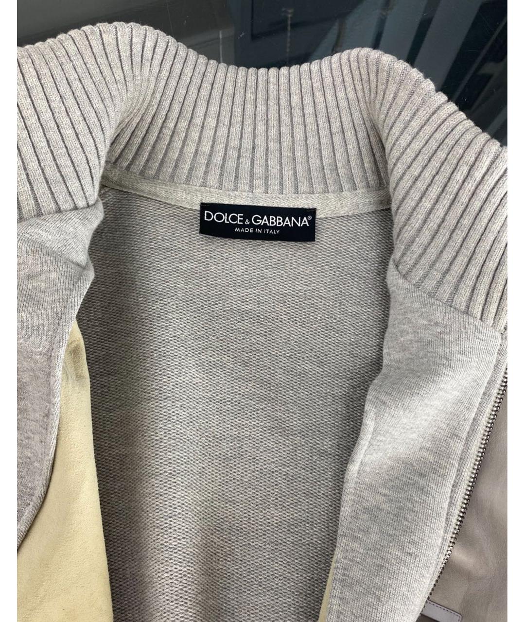 DOLCE&GABBANA Серая кожаная куртка, фото 3