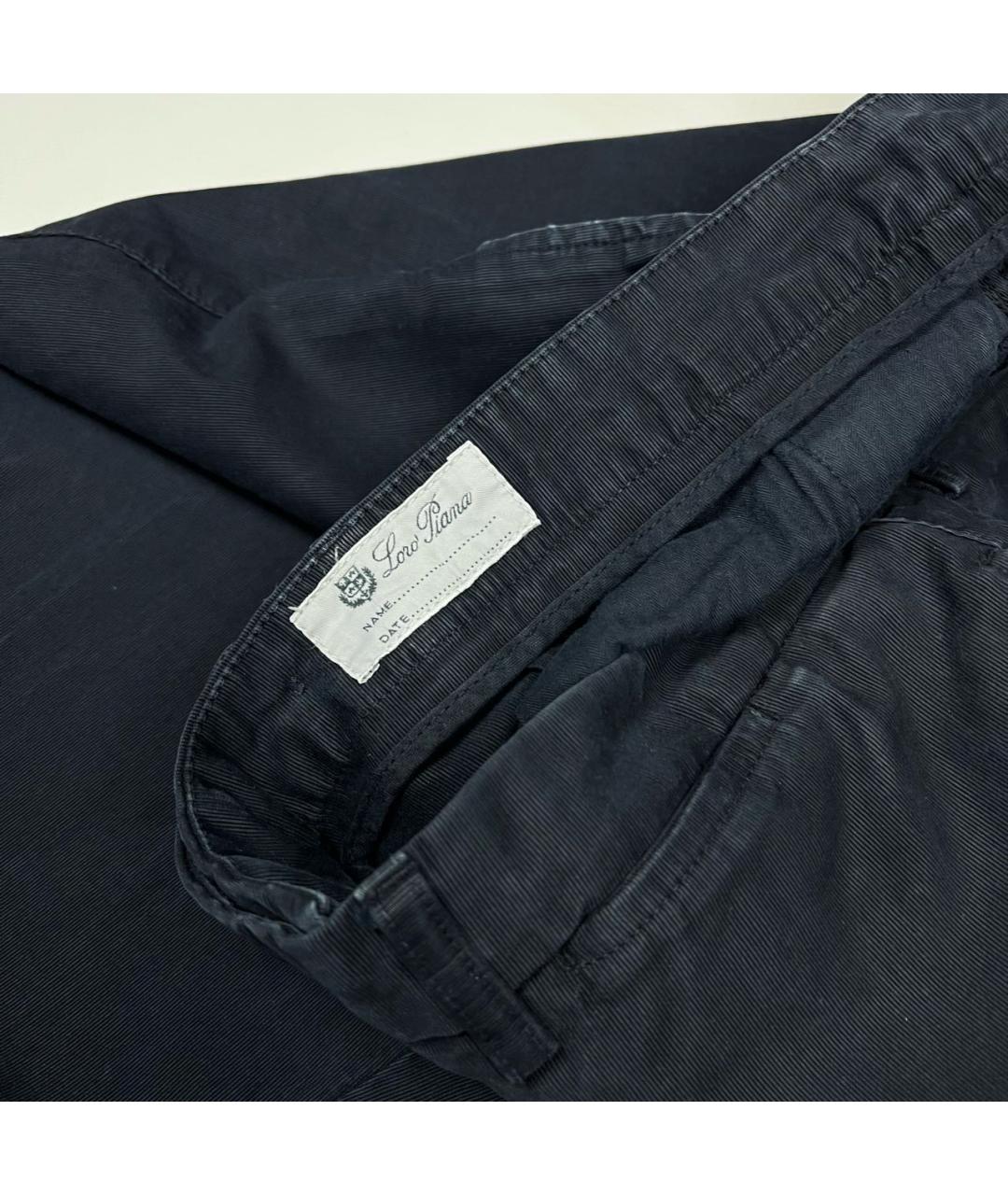 LORO PIANA Темно-синие хлопковые повседневные брюки, фото 3
