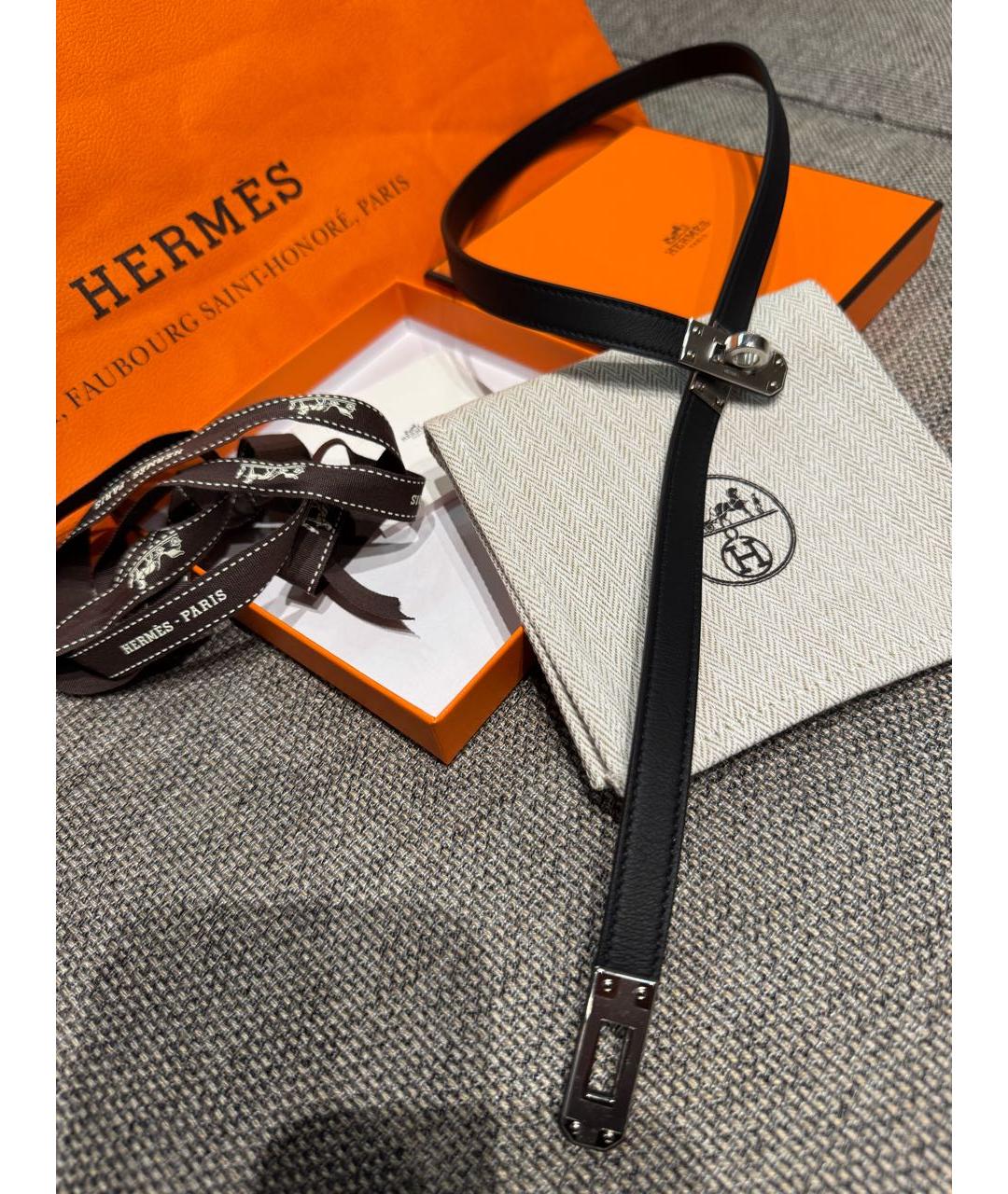 HERMES Черный кожаный чокер, фото 7