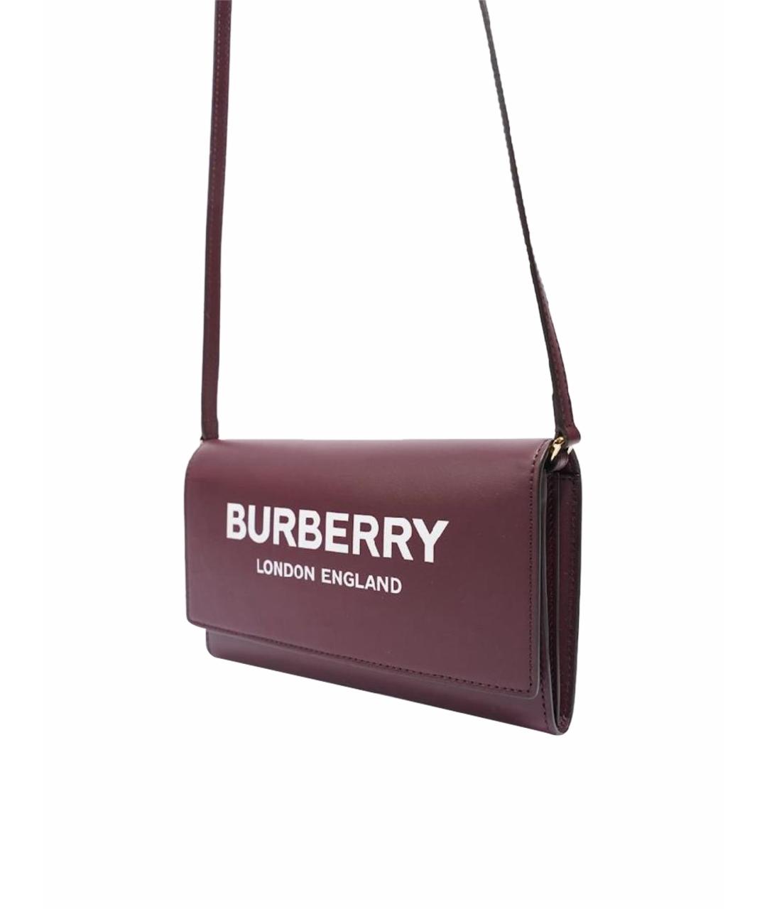 BURBERRY Бордовая кожаная сумка через плечо, фото 1