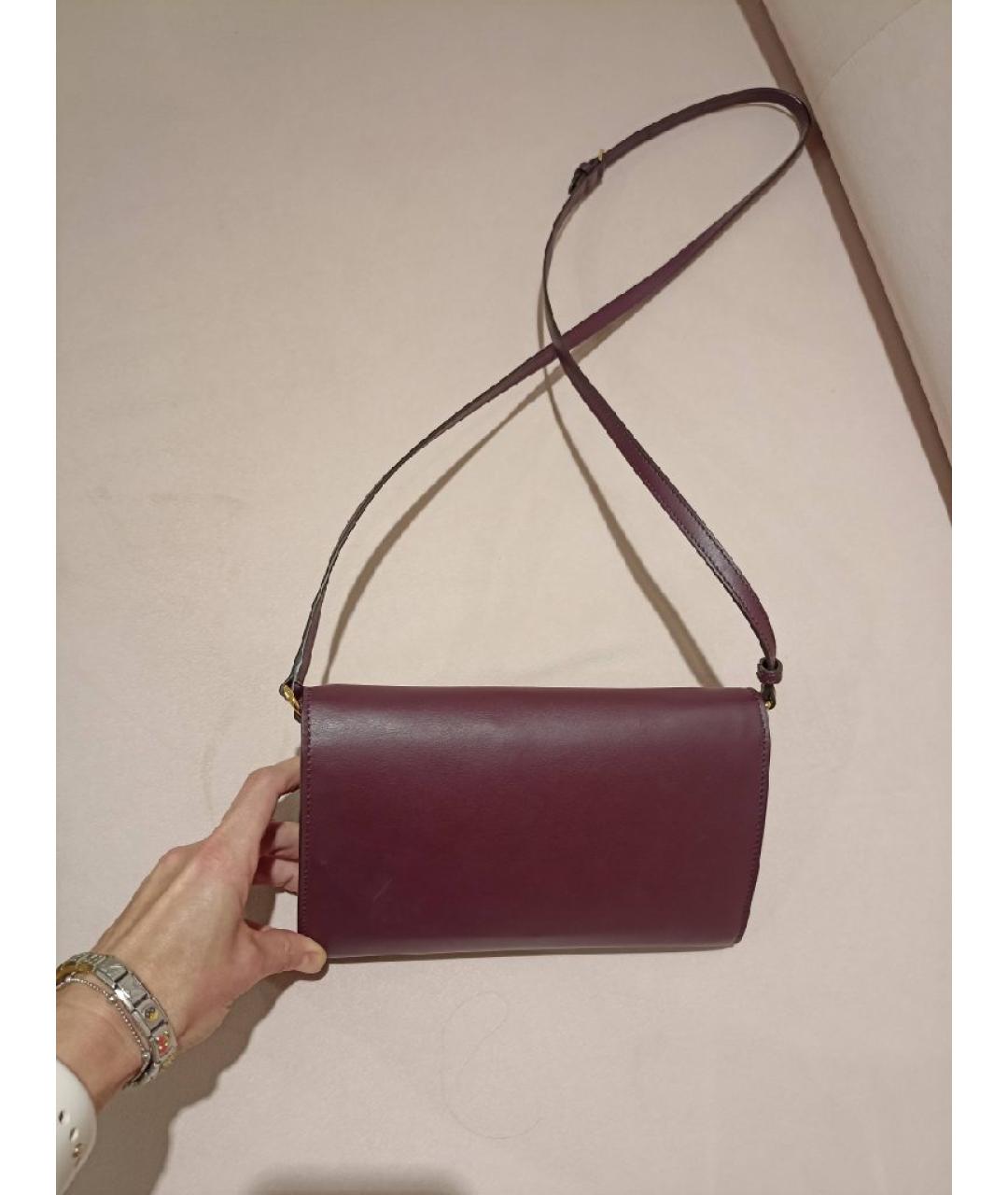 BURBERRY Бордовая кожаная сумка через плечо, фото 3