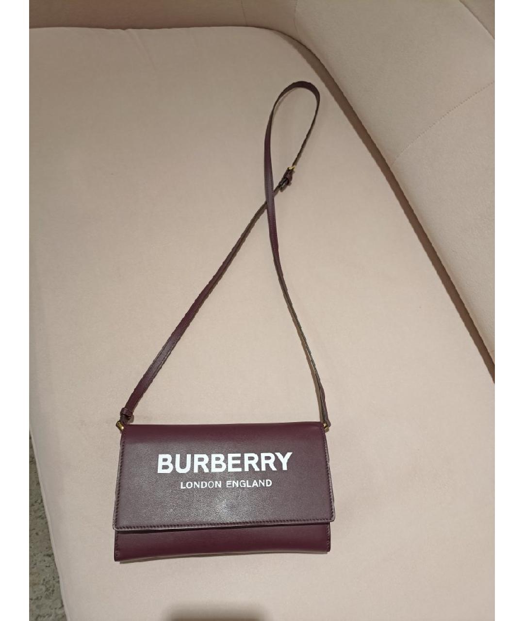 BURBERRY Бордовая кожаная сумка через плечо, фото 4