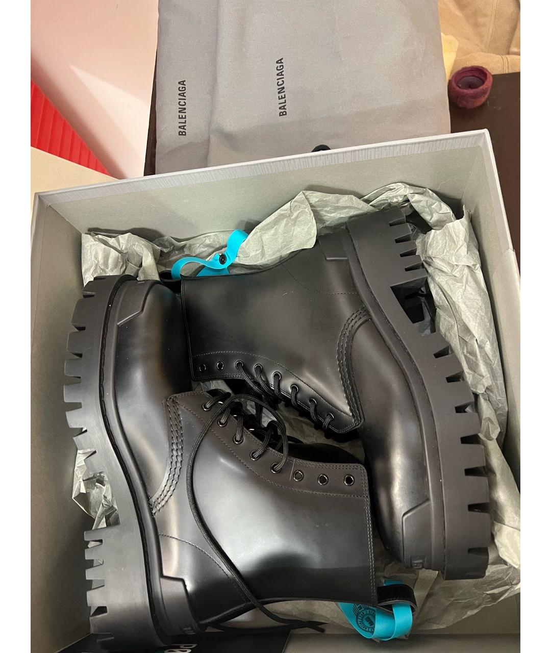 BALENCIAGA Черные кожаные ботинки, фото 5