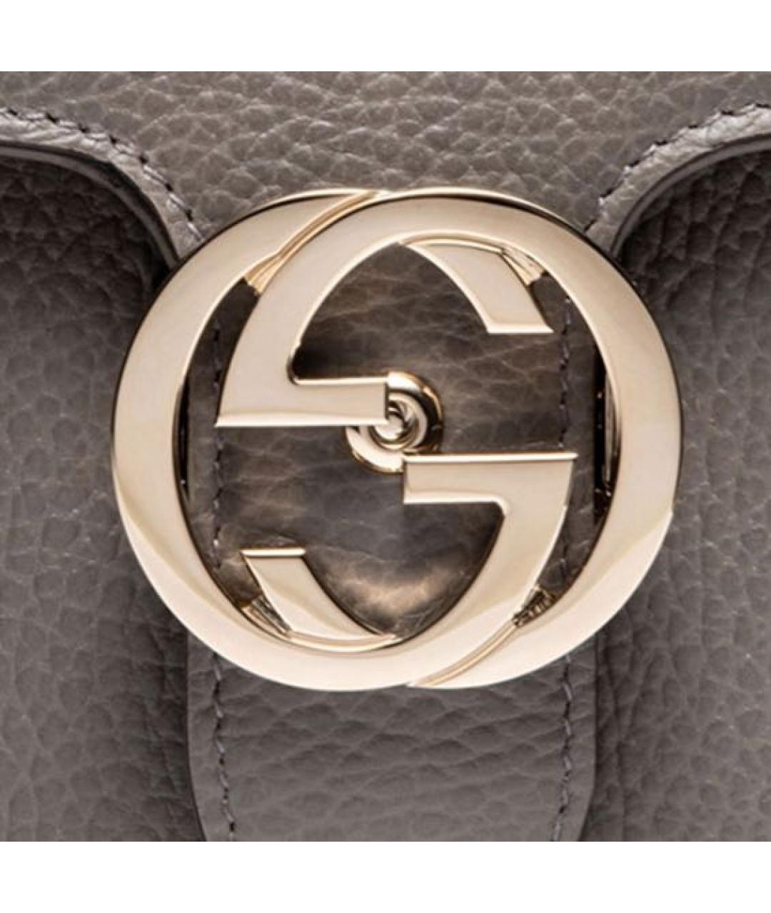 GUCCI Серая кожаная сумка через плечо, фото 6