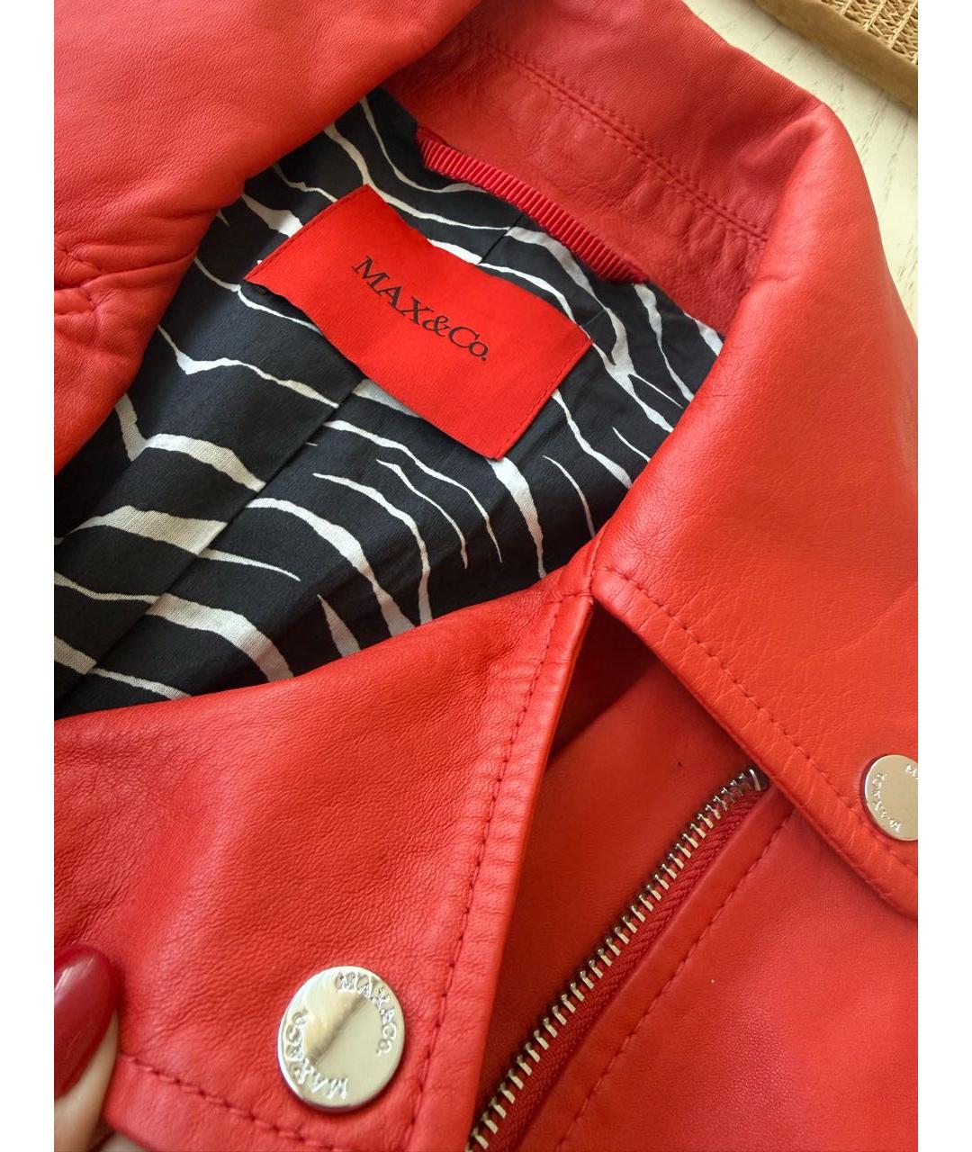 MAX MARA Красная кожаная куртка, фото 3