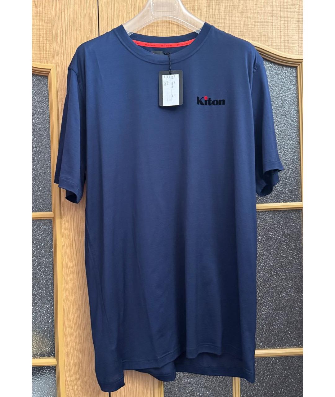 KITON Темно-синяя хлопковая футболка, фото 3