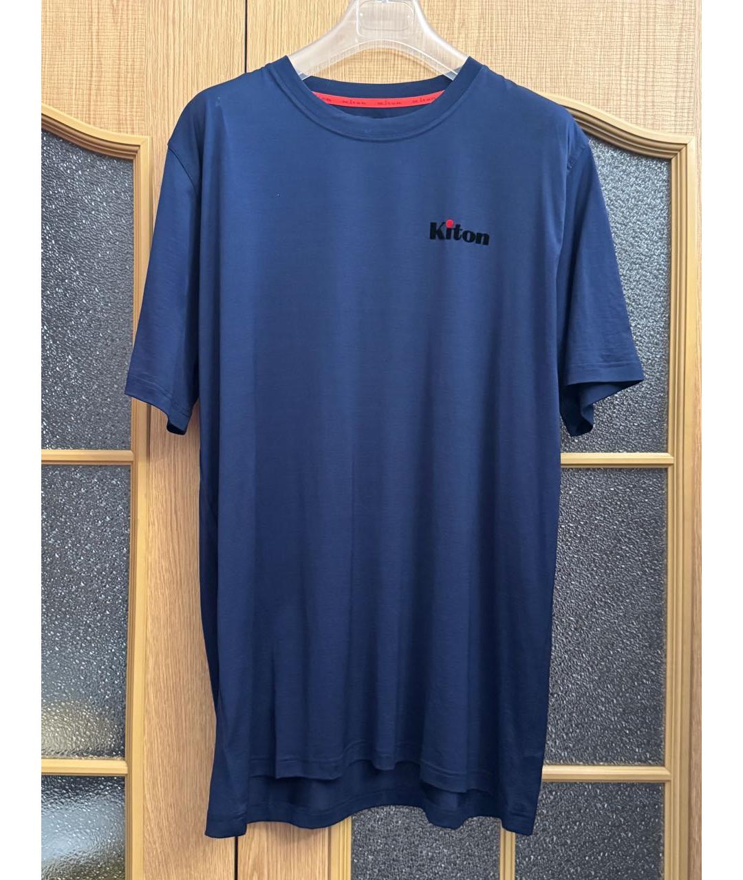 KITON Темно-синяя хлопковая футболка, фото 7