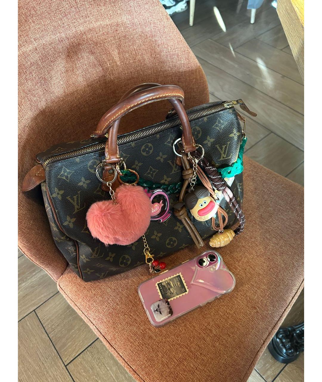 LOUIS VUITTON Коричневая кожаная сумка с короткими ручками, фото 8