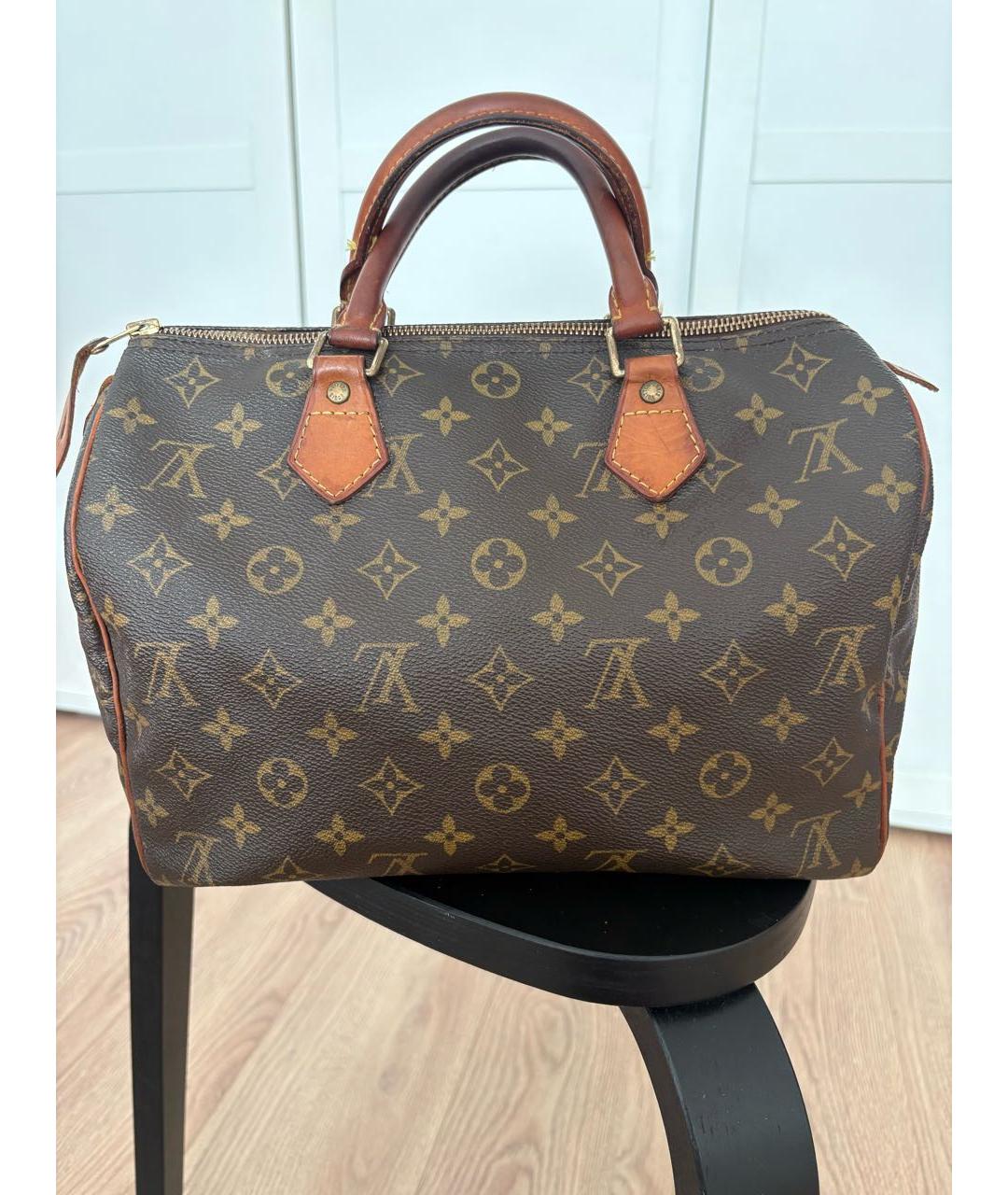LOUIS VUITTON Коричневая кожаная сумка с короткими ручками, фото 9