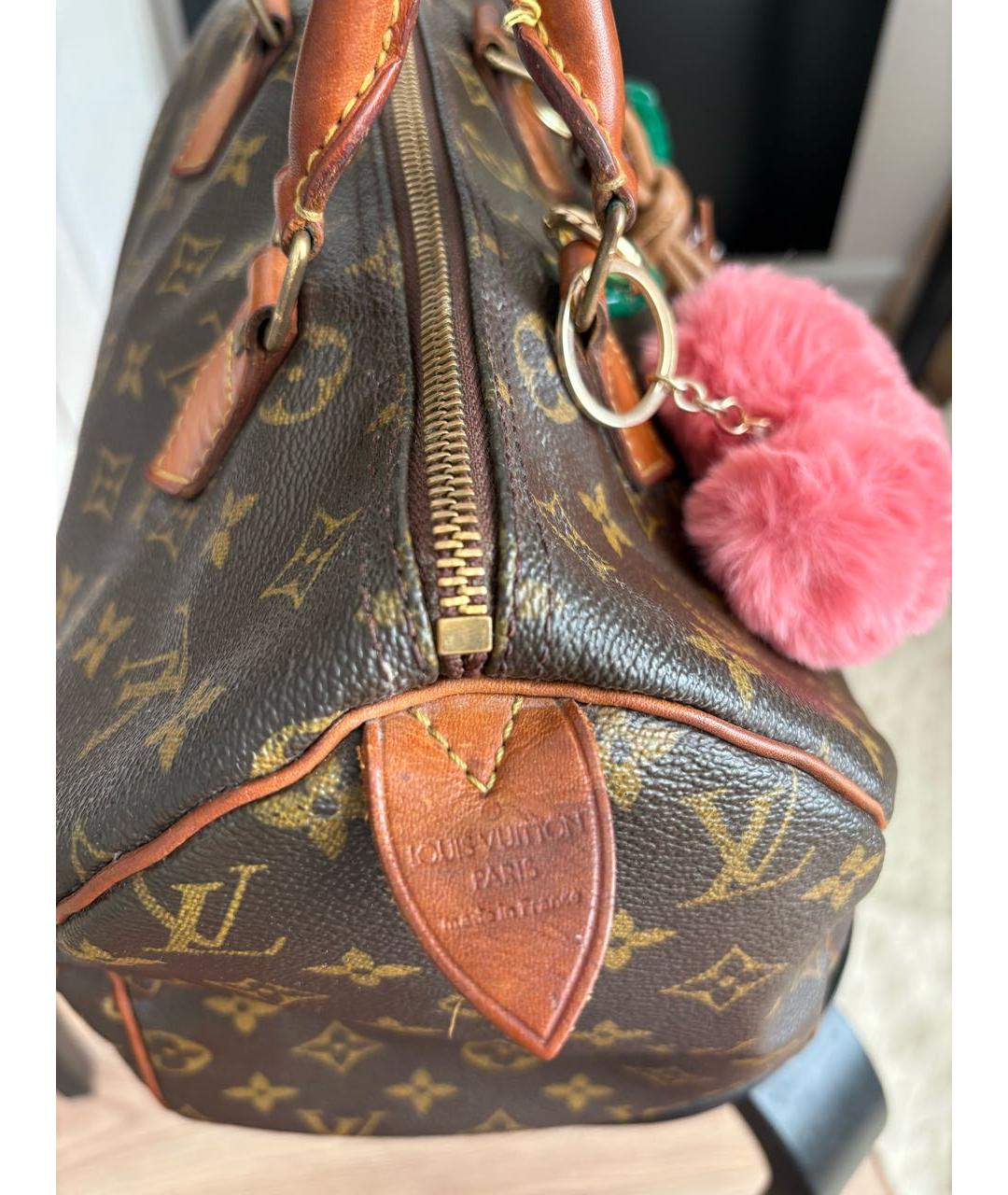 LOUIS VUITTON Коричневая кожаная сумка с короткими ручками, фото 6