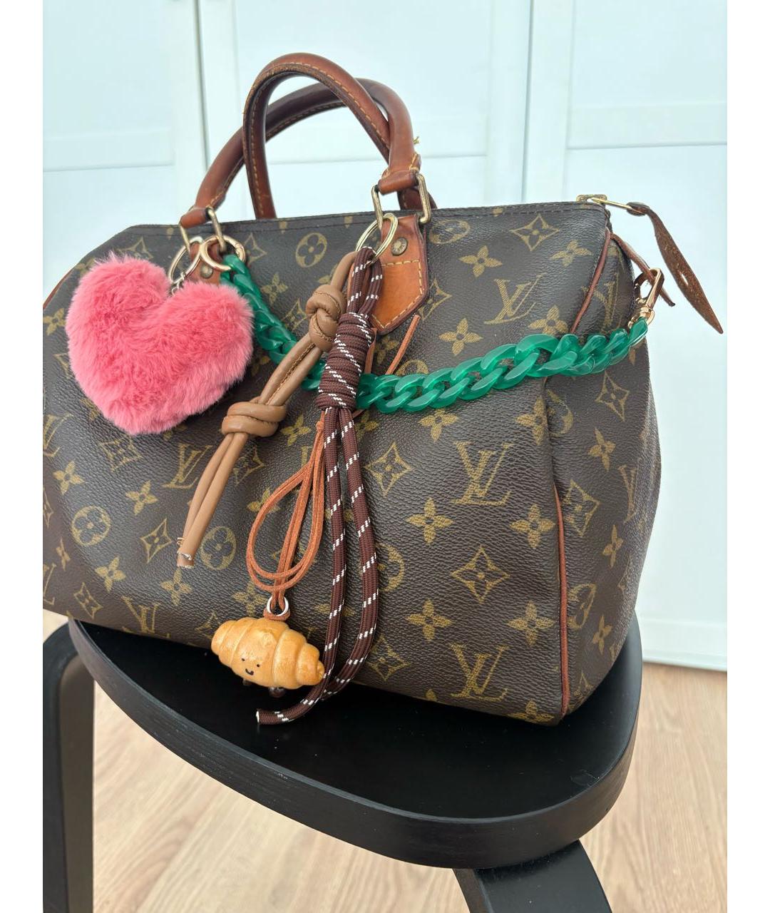 LOUIS VUITTON Коричневая кожаная сумка с короткими ручками, фото 3