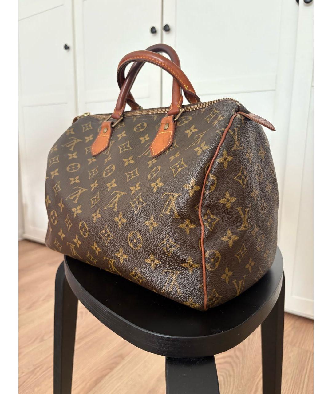 LOUIS VUITTON Коричневая кожаная сумка с короткими ручками, фото 2