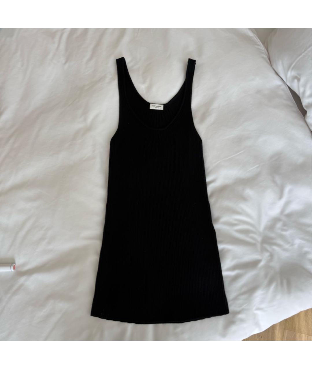 SAINT LAURENT Черное шерстяное коктейльное платье, фото 4