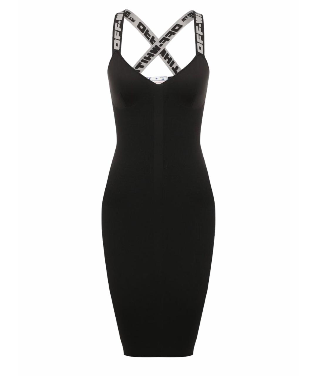 OFF-WHITE Черное полиэстеровое повседневное платье, фото 1