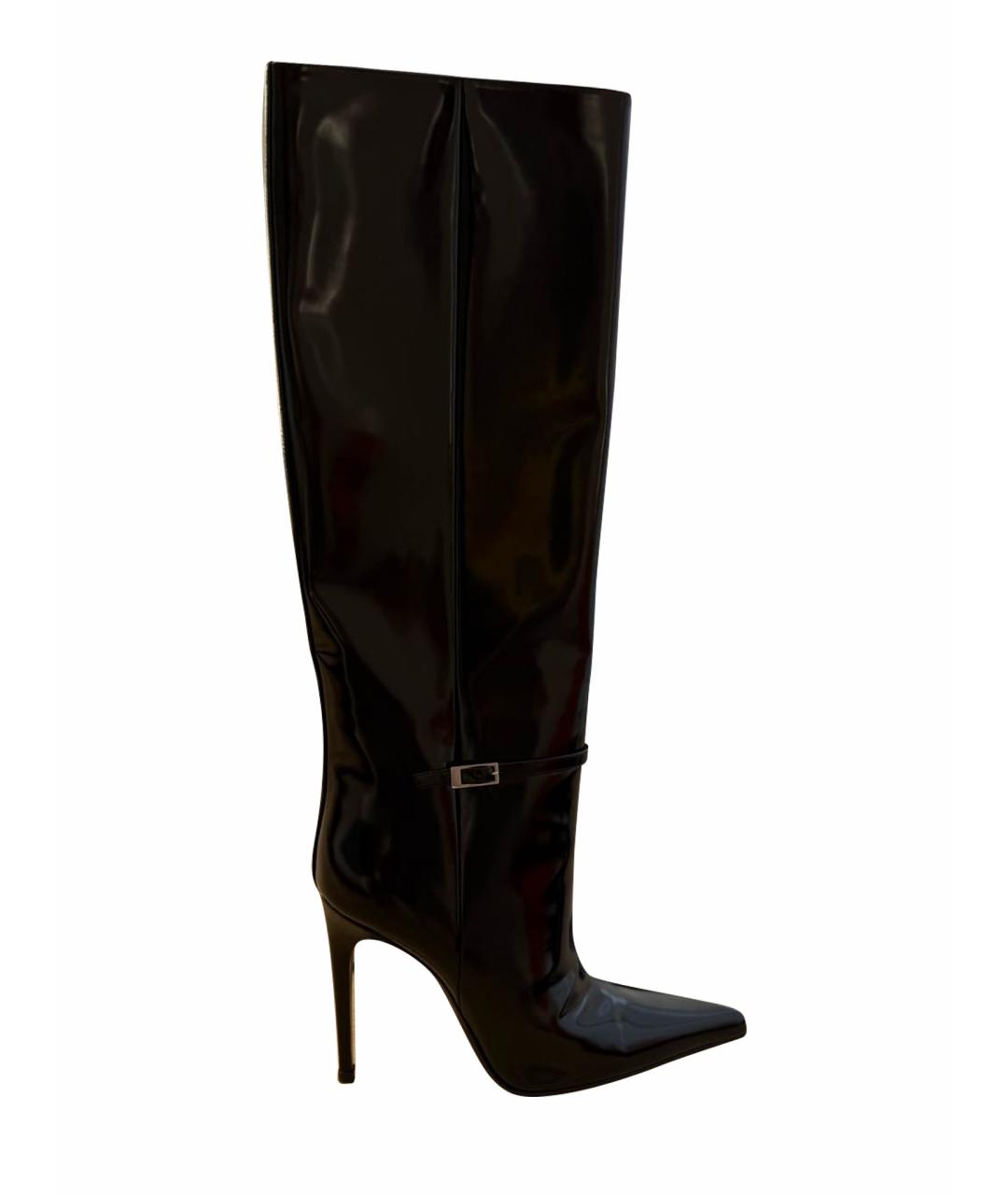 SAINT LAURENT Черные сапоги из лакированной кожи, фото 1
