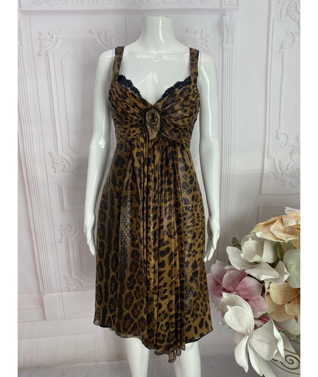 DOLCE&GABBANA Мульти шелковое коктейльное платье, фото 5