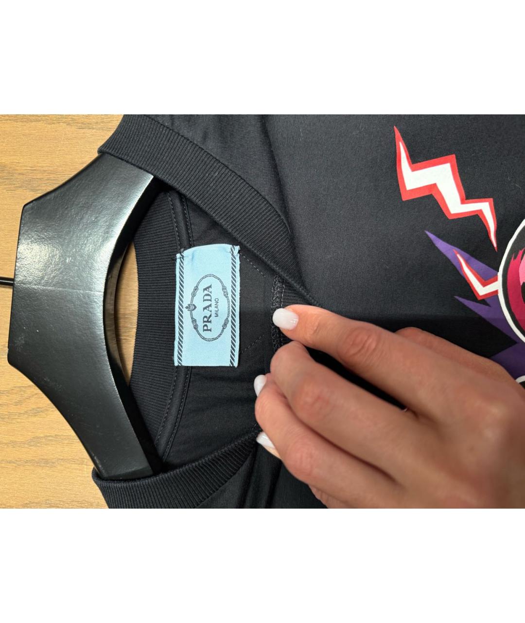 PRADA Черная хлопковая футболка, фото 4