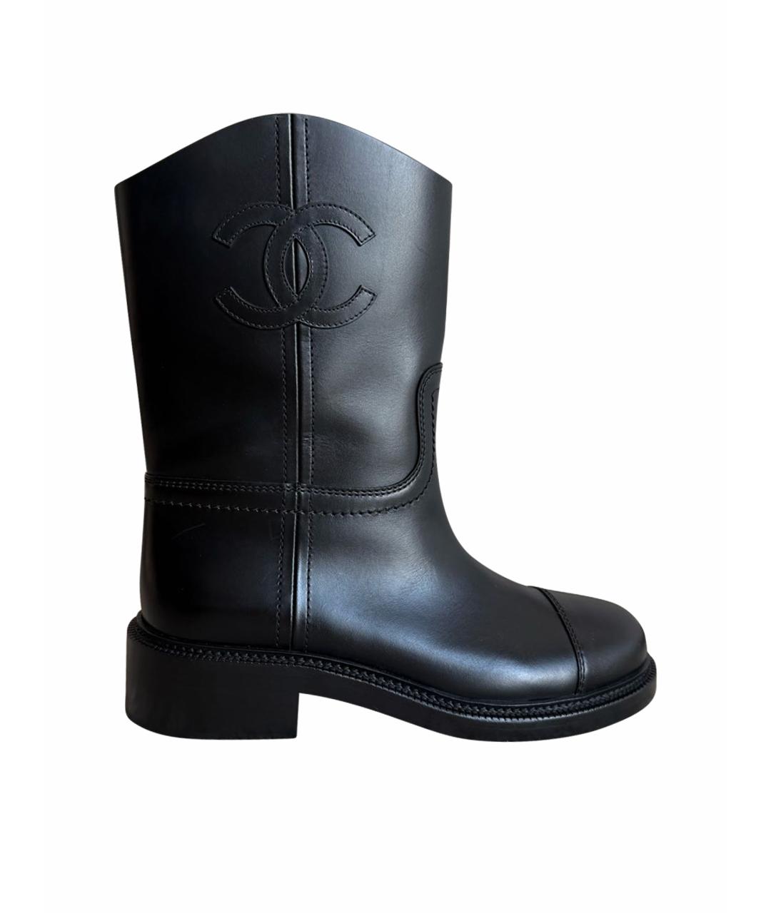 CHANEL Черные кожаные полусапоги, фото 1