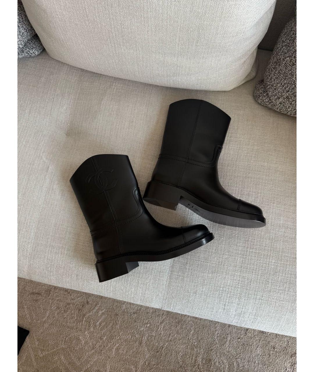 CHANEL Черные кожаные полусапоги, фото 7