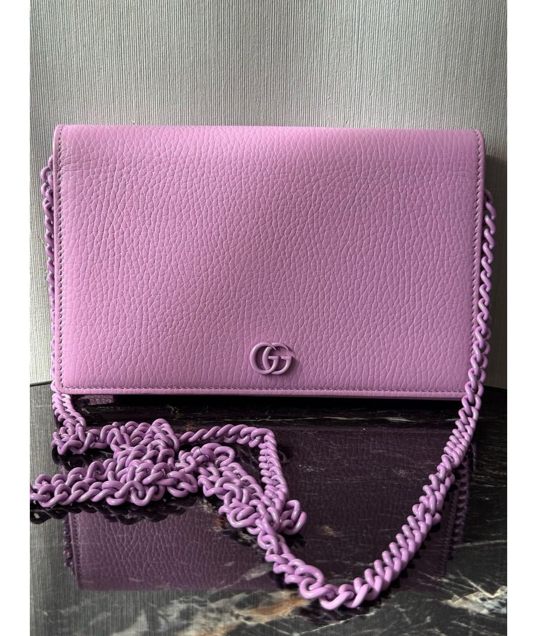 GUCCI Фиолетовая кожаная сумка через плечо, фото 2