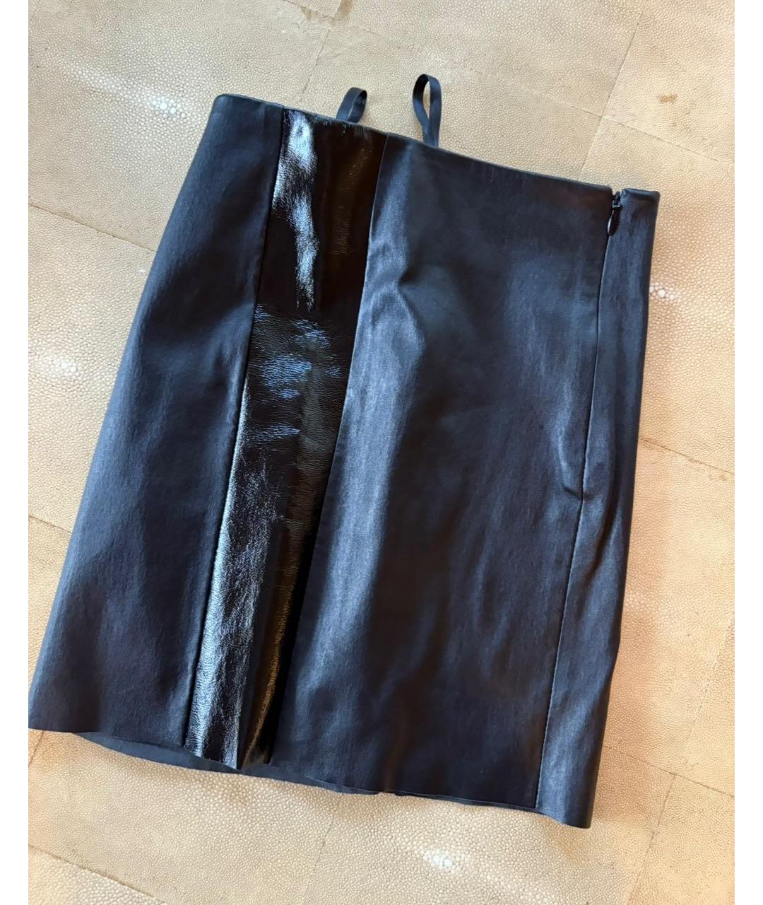 DROME Черная кожаная юбка мини, фото 3