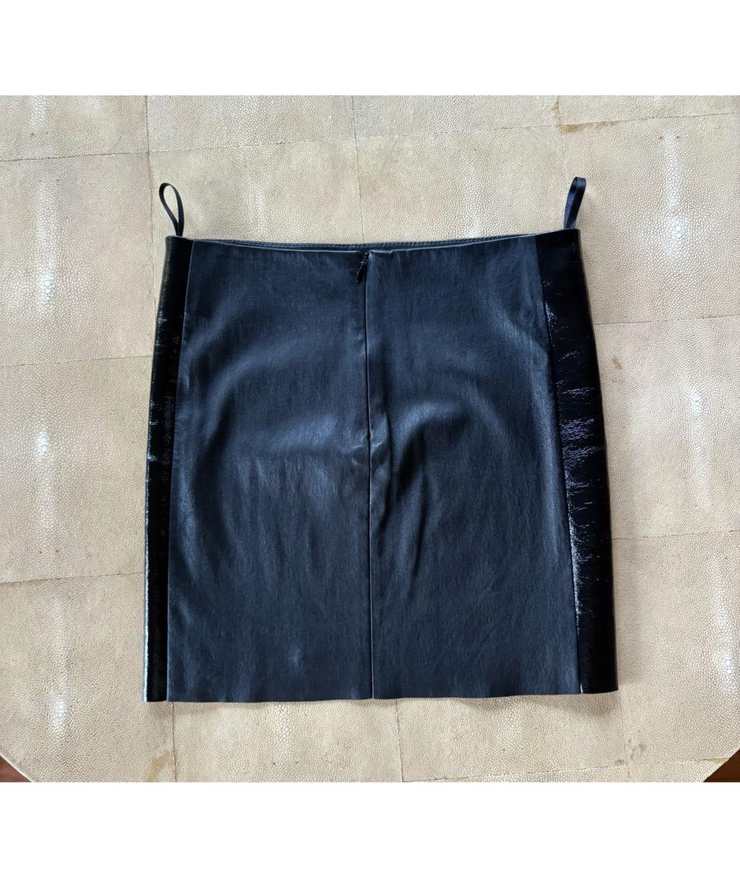 DROME Черная кожаная юбка мини, фото 2