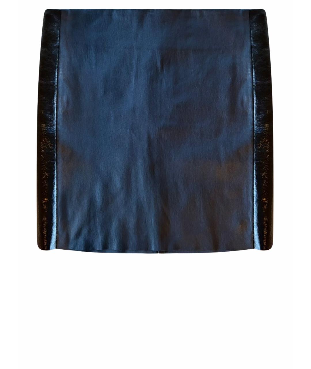 DROME Черная кожаная юбка мини, фото 1