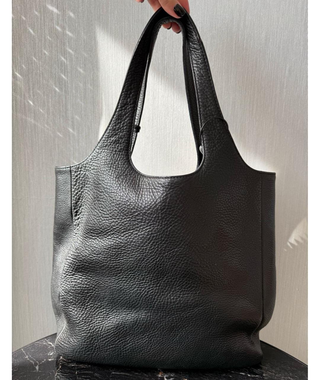 BURBERRY Черная кожаная сумка тоут, фото 3