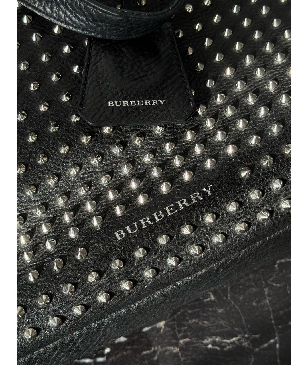 BURBERRY Черная кожаная сумка тоут, фото 7