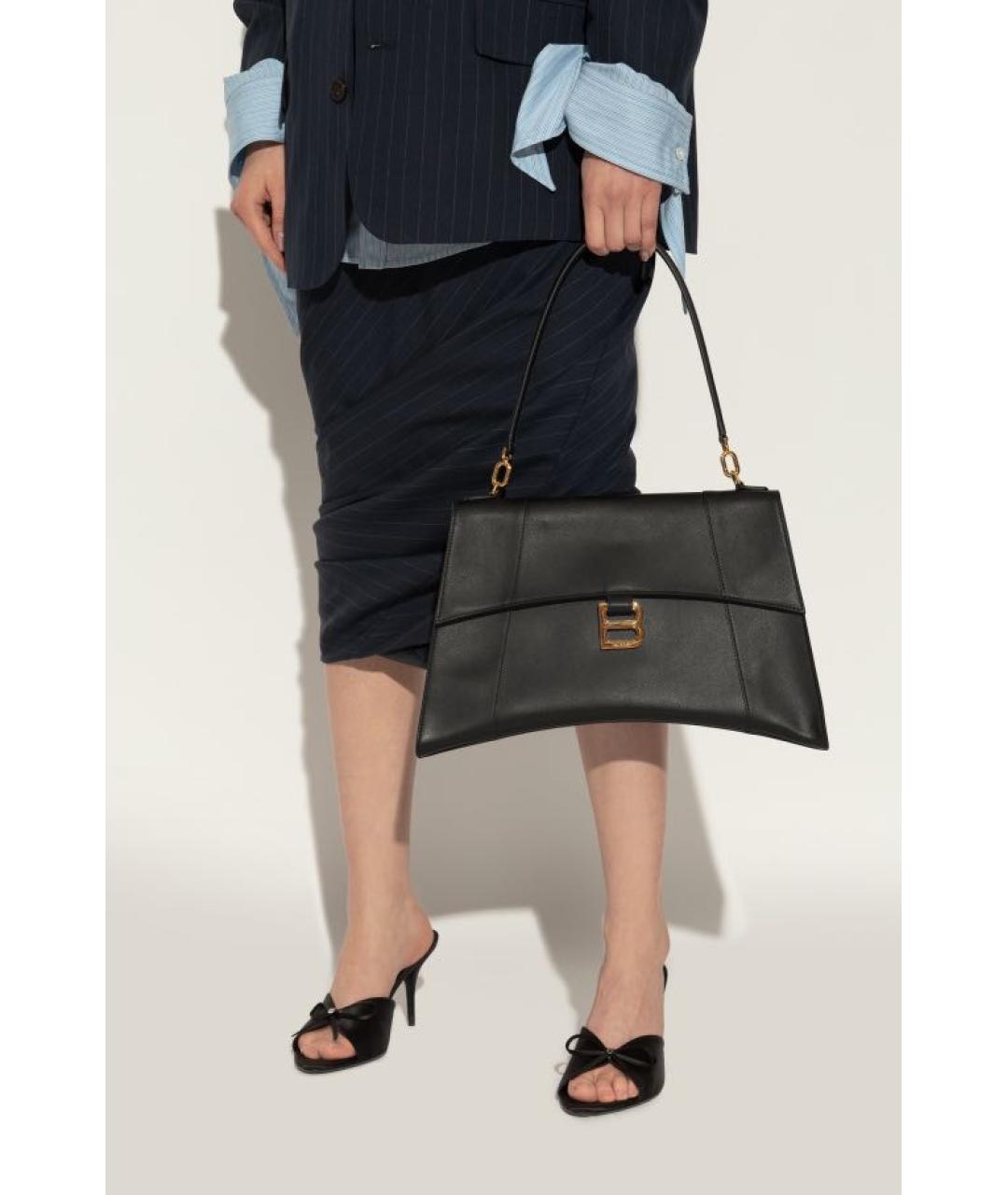 BALENCIAGA Черная кожаная сумка тоут, фото 2