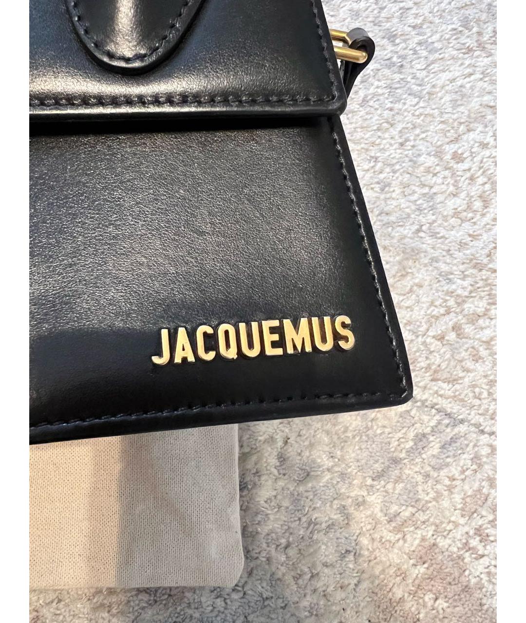 JACQUEMUS Черная кожаная сумка с короткими ручками, фото 6