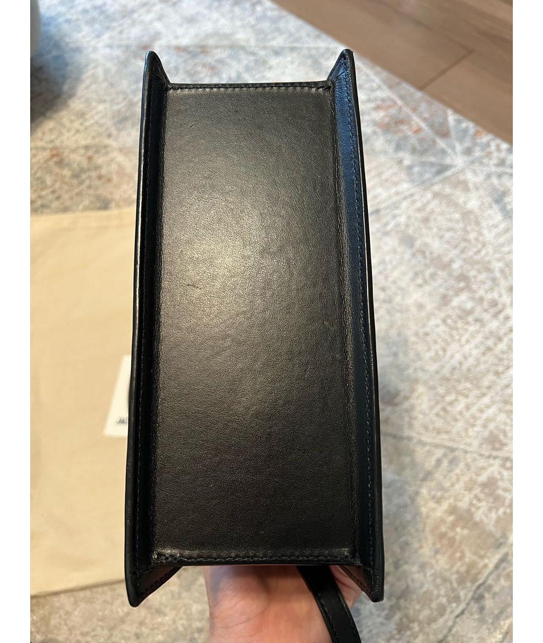 JACQUEMUS Черная кожаная сумка с короткими ручками, фото 7