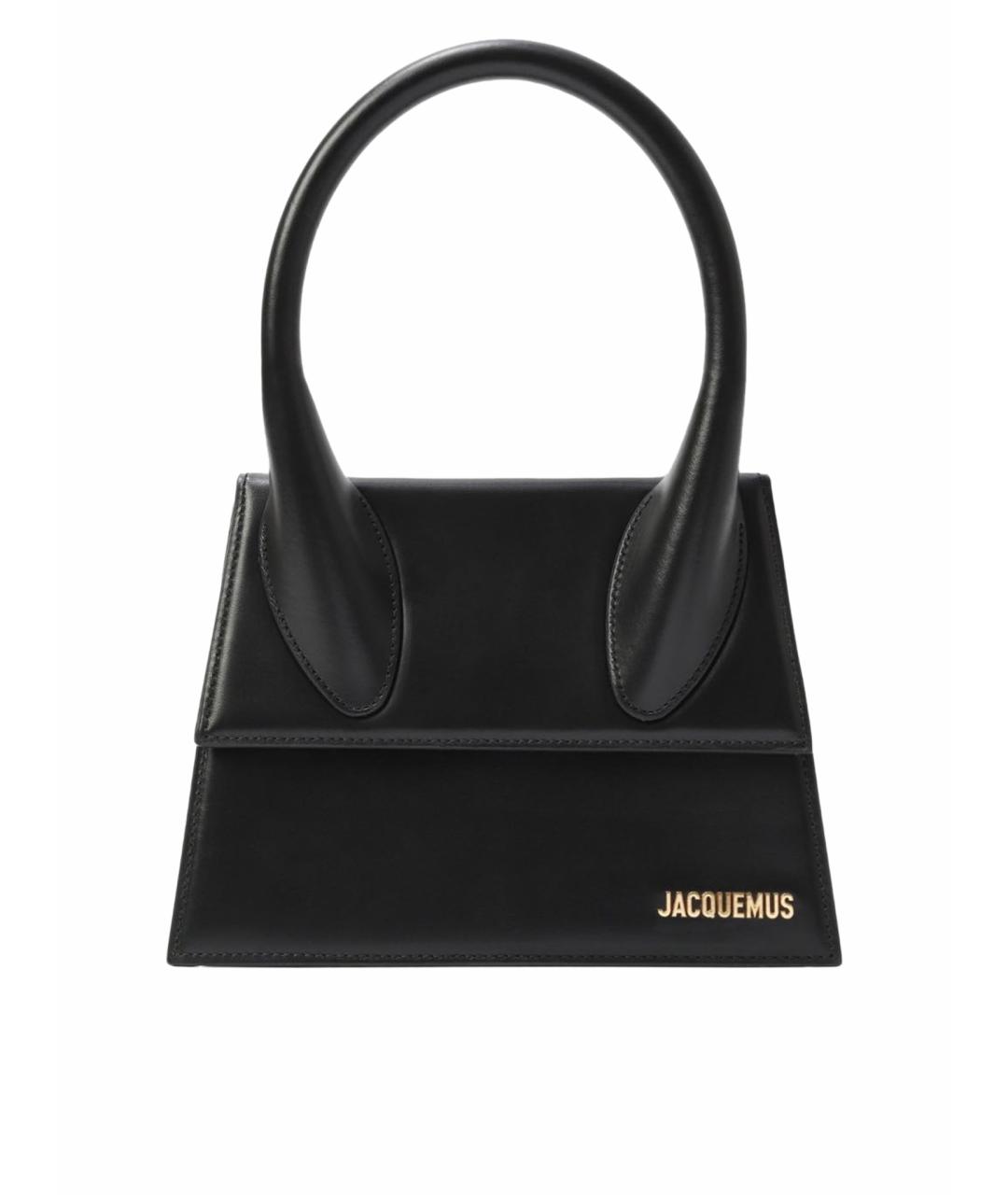 JACQUEMUS Черная кожаная сумка с короткими ручками, фото 1